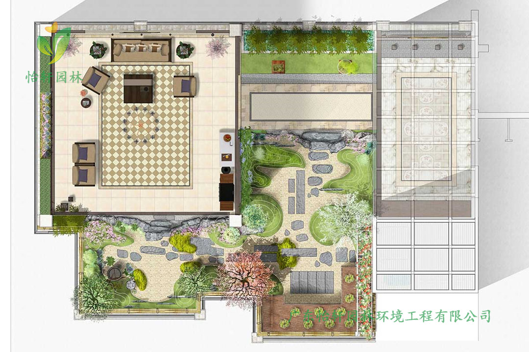 惠州湖畔新城周女士家的別墅花園景觀設計效果圖
